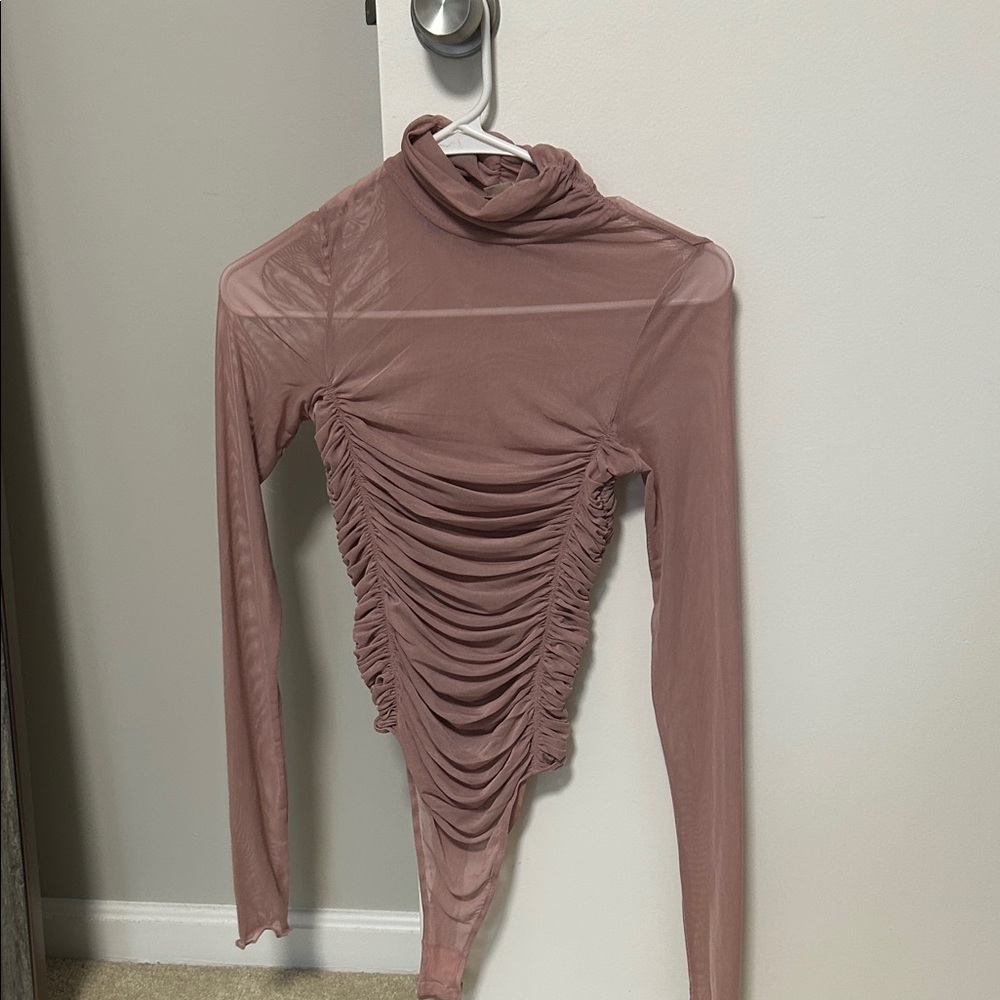 Free People Dusty Pink Ruched Bodysuit